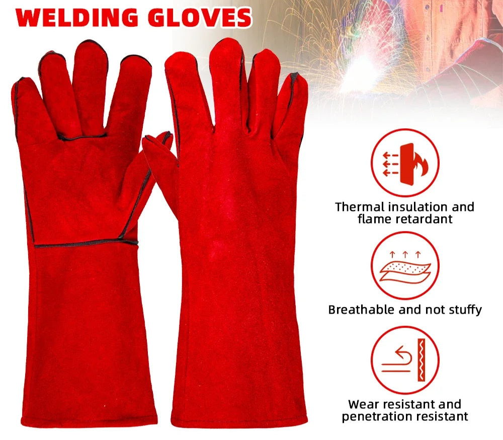 Leather Welding Gloves: Heat Resistant, Fire Proof Work Shield Tread