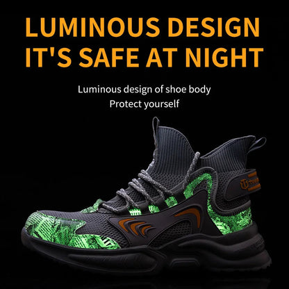 Luminous Steel Toe Work Sneakers: Anti-Slip, Comfortable Shield Tread