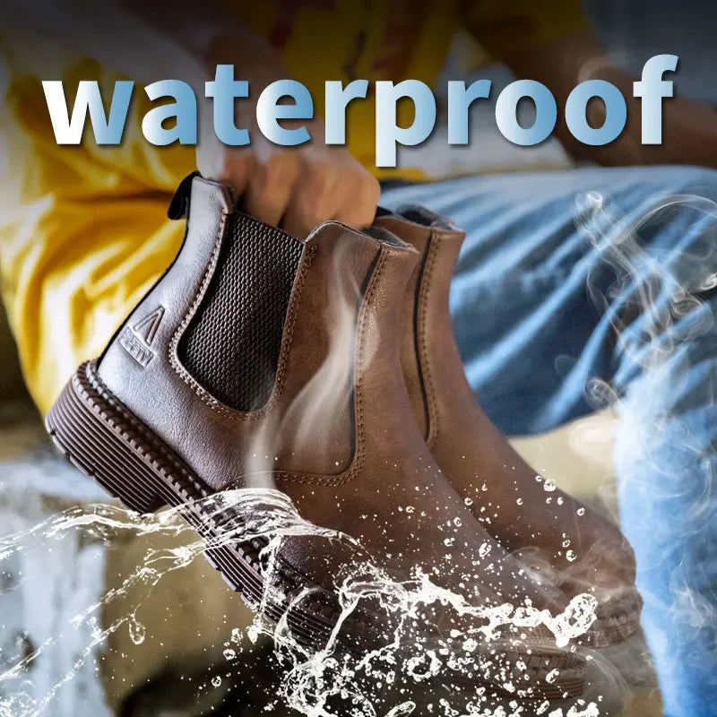 Waterproof Chelsea Steel Toe Work Boots: Leather, Durable Shield Tread