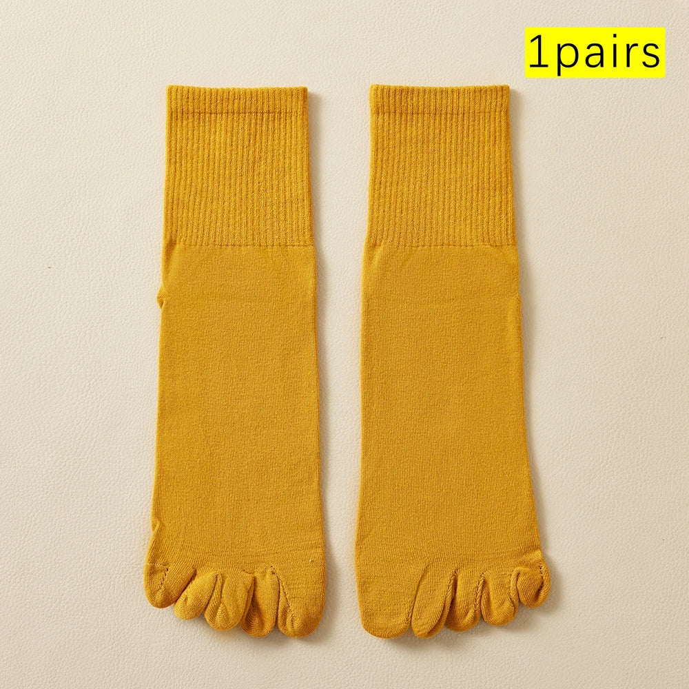 Hot Sale Men's Cotton Toe Socks Moisture-Wicking Odor Control Seamless Toe Design Long Crew Socks for Sports Daily Wear Shield Tread