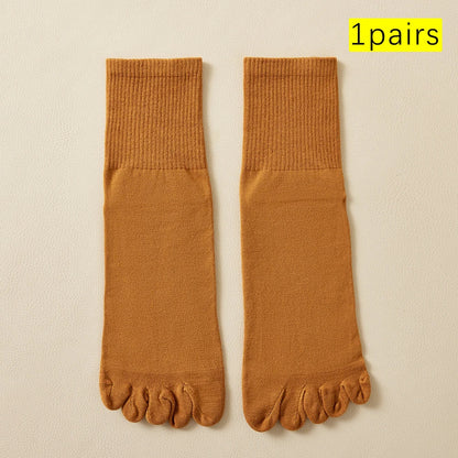 Hot Sale Men's Cotton Toe Socks Moisture-Wicking Odor Control Seamless Toe Design Long Crew Socks for Sports Daily Wear Shield Tread