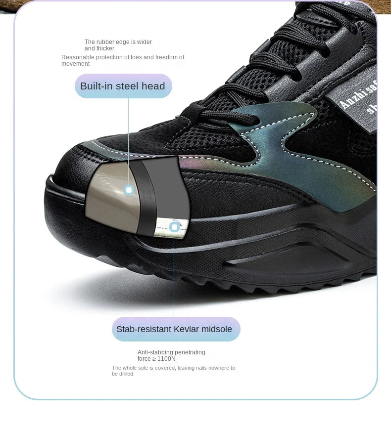 Women's Safety Sneakers: Anti-Smash, Anti-Puncture, Breathable Shield Tread