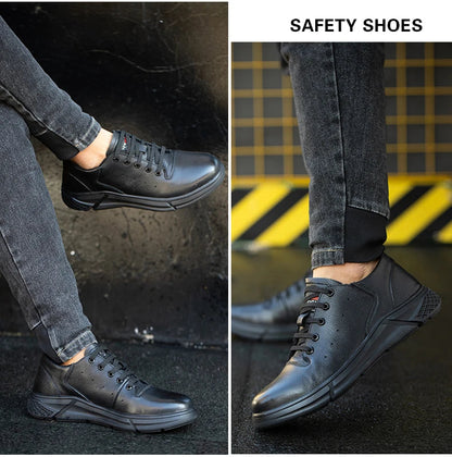 Genuine Leather Work Safety Shoes: Slip-Resistant, Durable Shield Tread