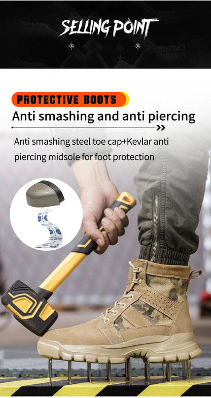 Steel Toe Kevlar Work Boots: Anti-Slip, Outdoor, Durable Shield Tread