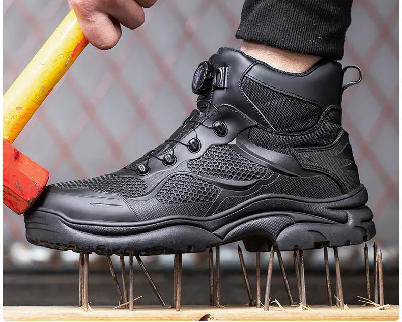 Knob Lacing Steel Toe Work Boots: Anti-Smash, Puncture-Proof Shield Tread