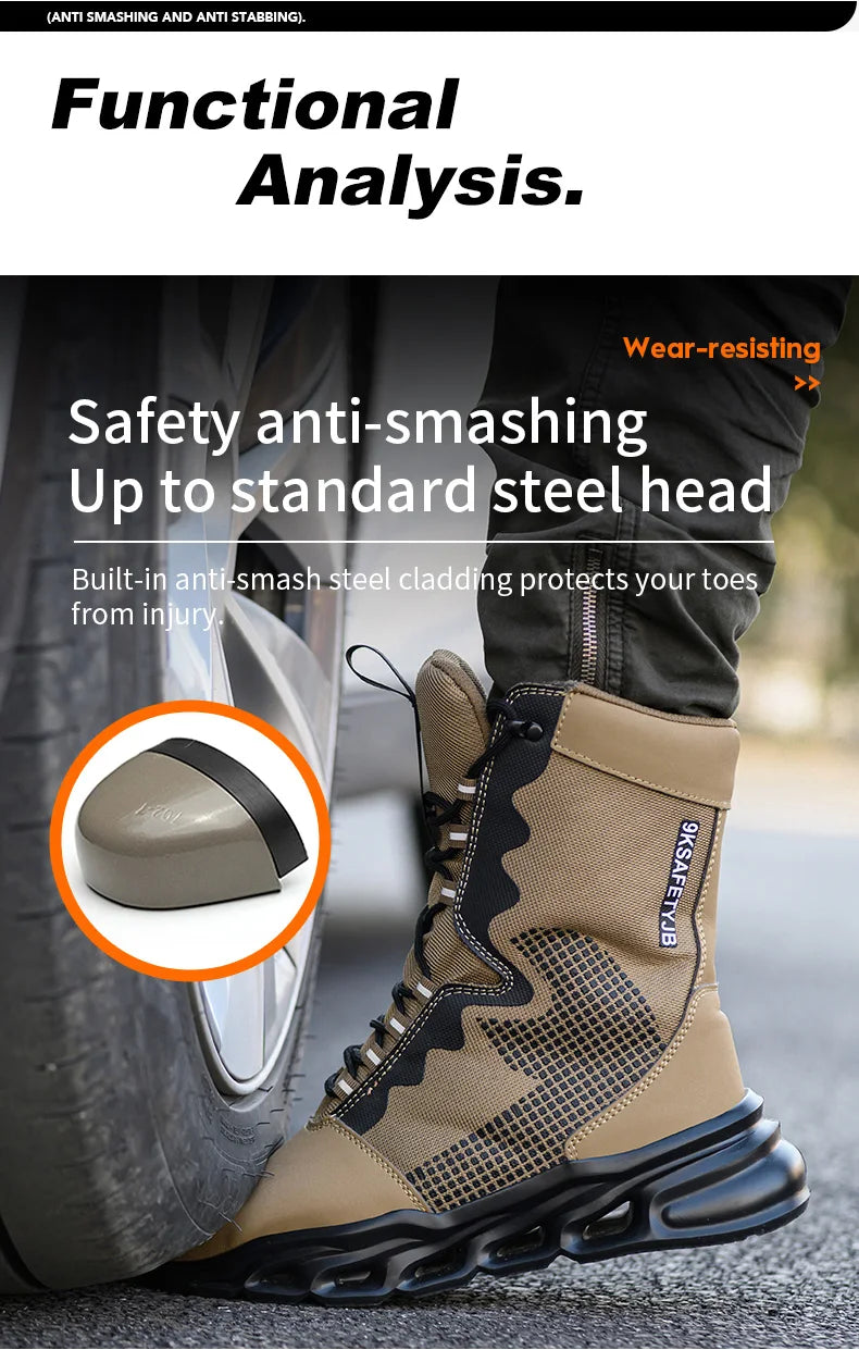 Steel Toe Leather Work Boots: Anti-Puncture, Durable Shield Tread