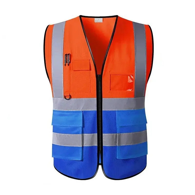 Shield Tread Multi-Pocket Safety Vest - Durable & Stylish 14:200002130#Orange Blue;200007763:201336100