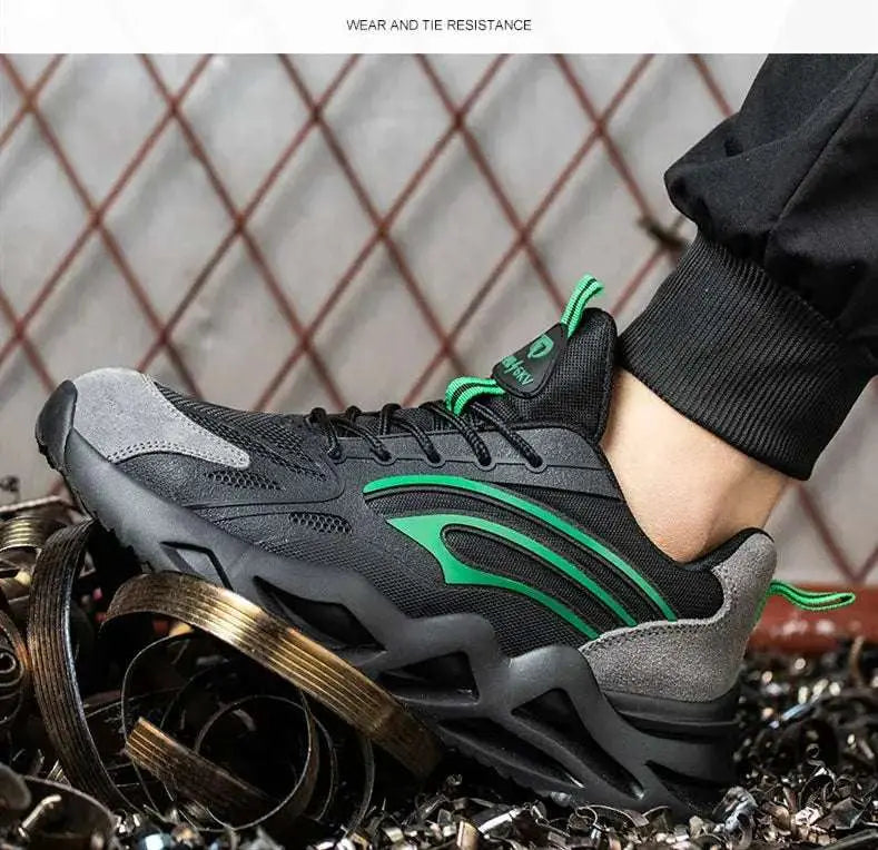 Shield Tread Insulated Steel Toe Safety Shoes 14:193#Black Green;200000124:100010482
