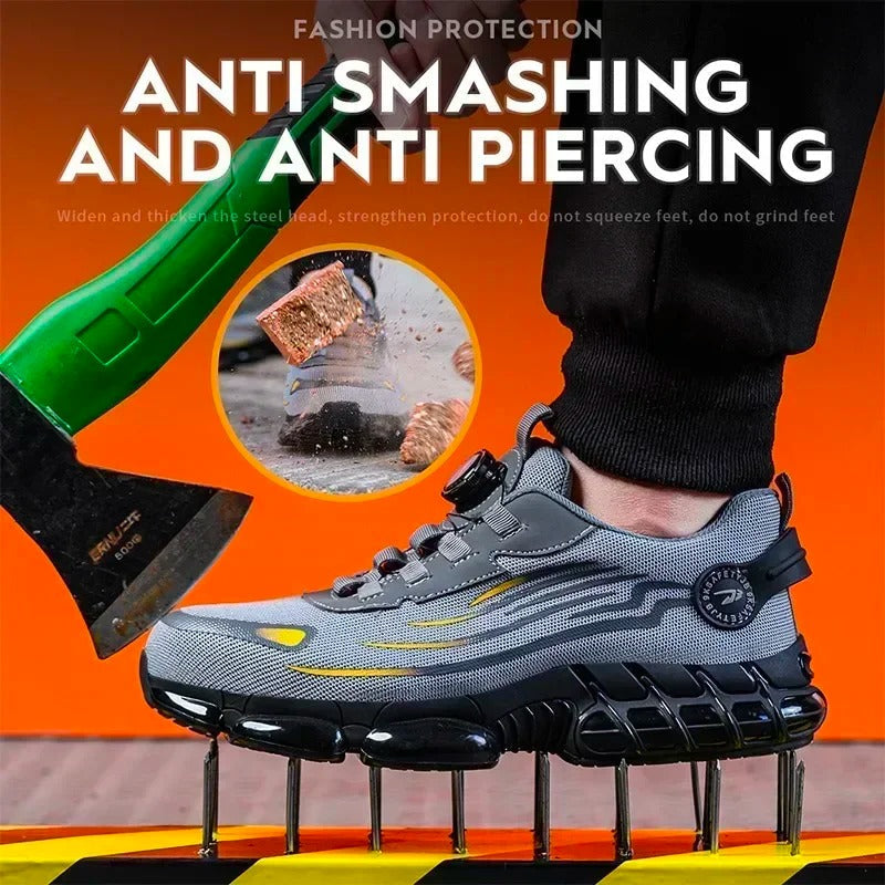 Rotating Button Steel Toe Shoes: Anti-Smash, Puncture Proof Shield Tread