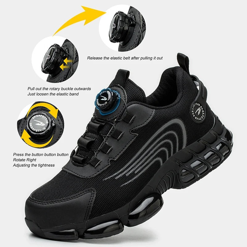 Rotating Button Steel Toe Shoes: Anti-Smash, Puncture Proof Shield Tread