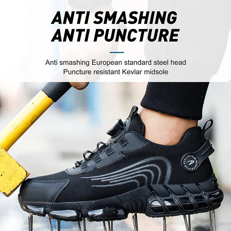 Rotating Button Steel Toe Shoes: Anti-Smash, Puncture Proof Shield Tread