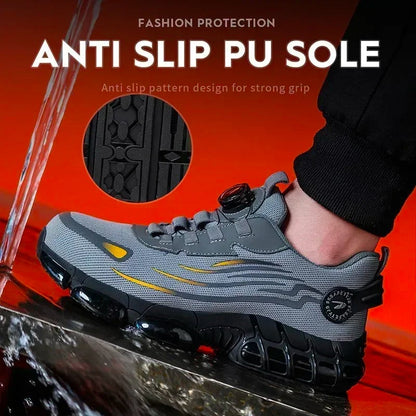 Rotating Button Steel Toe Shoes: Anti-Smash, Puncture Proof Shield Tread