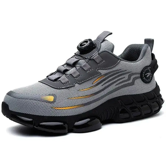 Shield Tread quick lace safety shoes in grey with durable design and secure fit for work environments