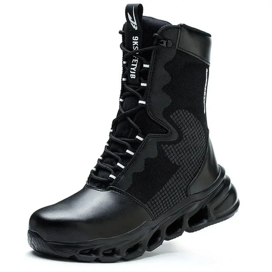 Shield Tread Steel Toe Leather Work Boots for Safety 14:193#Black;200000124:100010482