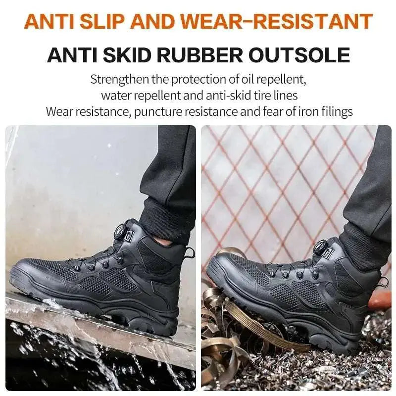 Shield Tread Durable Knob Lacing Boots for Safety 14:193#Black;200000124:100010482