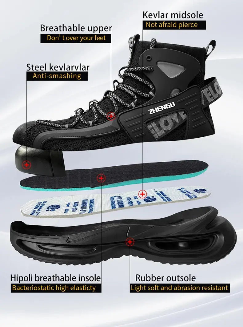 Shield Tread Lightweight Steel Toe Shoes for Safety 14:4602#Black 8819;200000124:200000898