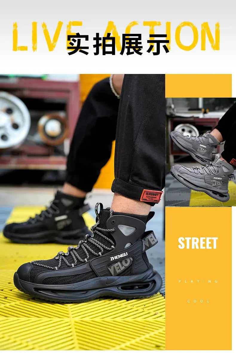 Shield Tread Lightweight Steel Toe Shoes for Safety 14:4602#Black 8819;200000124:200000898