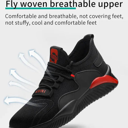 ShieldTread Men’s Lightweight Steel Toe Safety Shoes – Mesh Upper, Slip-Resistant Sole - Shield Tread