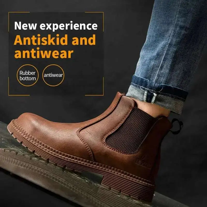Shield Tread Waterproof Chelsea Steel Toe Work Boots 14:193#Black;200000124:200000334