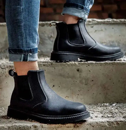 Shield Tread Waterproof Chelsea Steel Toe Work Boots 14:193#Black;200000124:200000334
