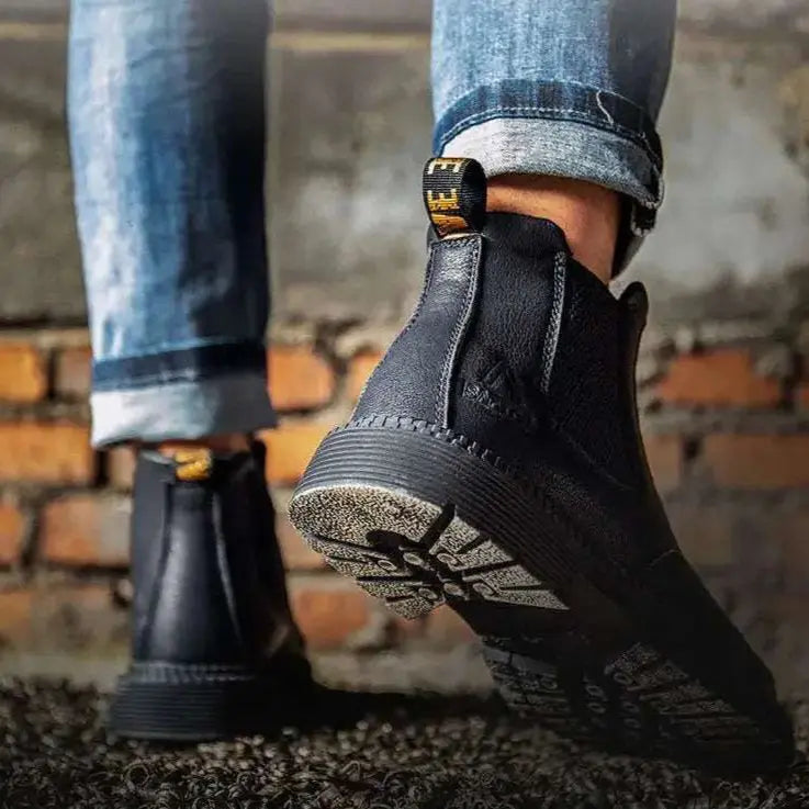 Shield Tread Waterproof Chelsea Steel Toe Work Boots 14:193#Black;200000124:200000334