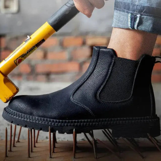 Shield Tread Waterproof Chelsea Steel Toe Work Boots 14:193#Black;200000124:200000334