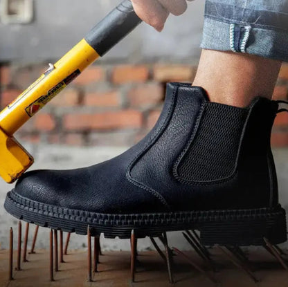 Shield Tread Waterproof Chelsea Steel Toe Work Boots 14:193#Black;200000124:200000334