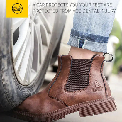 Shield Tread Waterproof Chelsea Steel Toe Work Boots 14:193#Black;200000124:200000334